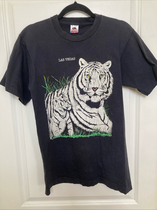 Fruit of the Loom Other - Vintage 90's Las Vegas Black T Shirt White Tiger Single Stitch Sz M